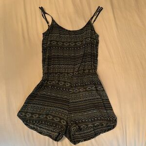 Blue / Green Boho Patterned Romper Open Back